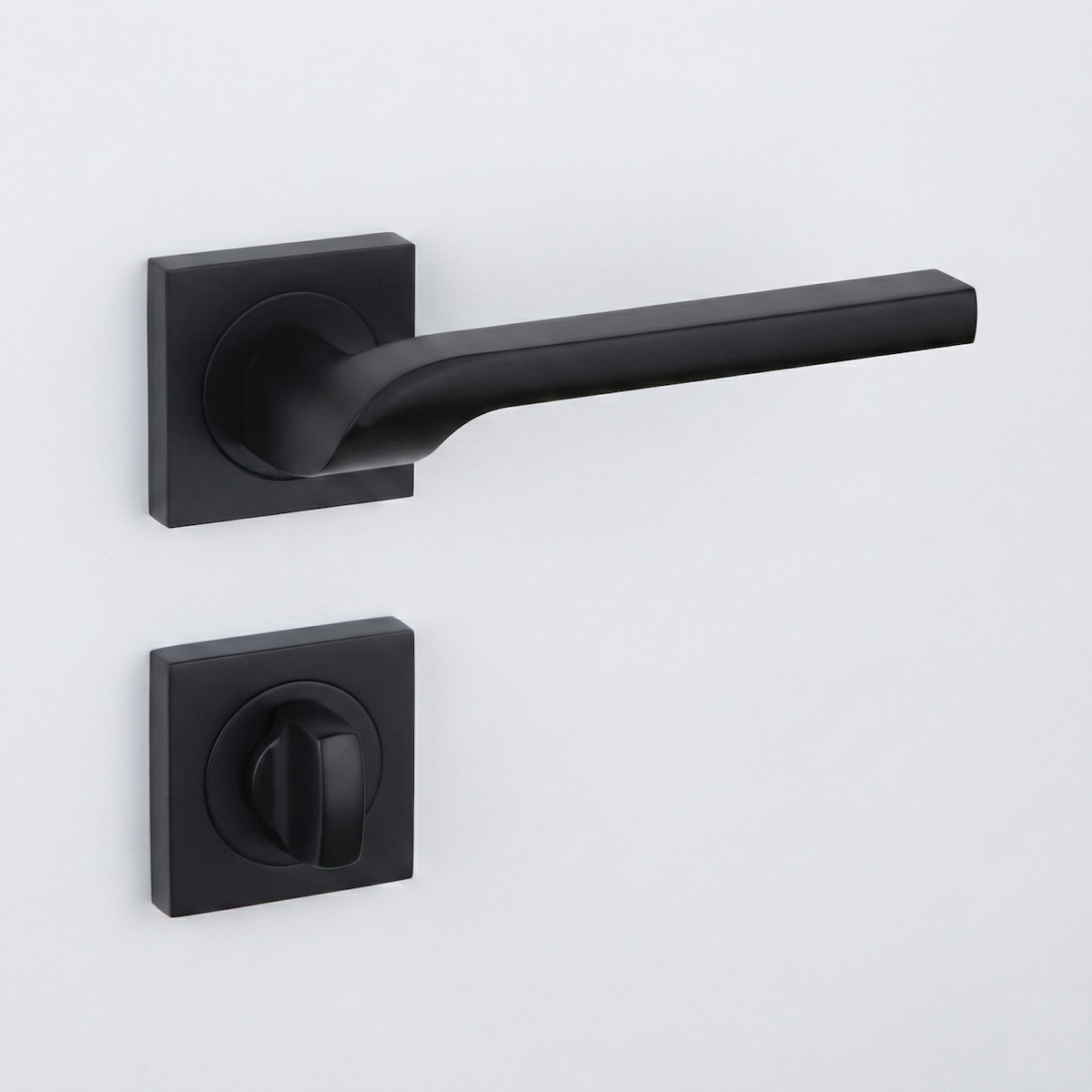 Aluminium deurklink model 559 met vierkant rozet in zwarte afwerking voor deuren