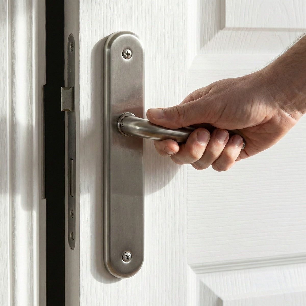 Béquille avec plaque ovale finition nickel satiné pour portes modèle « 6431 »
