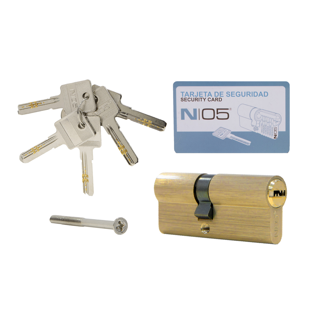 Cilinder 30x40 messing, gemiddelde beveiliging, met lange baard voor deuren