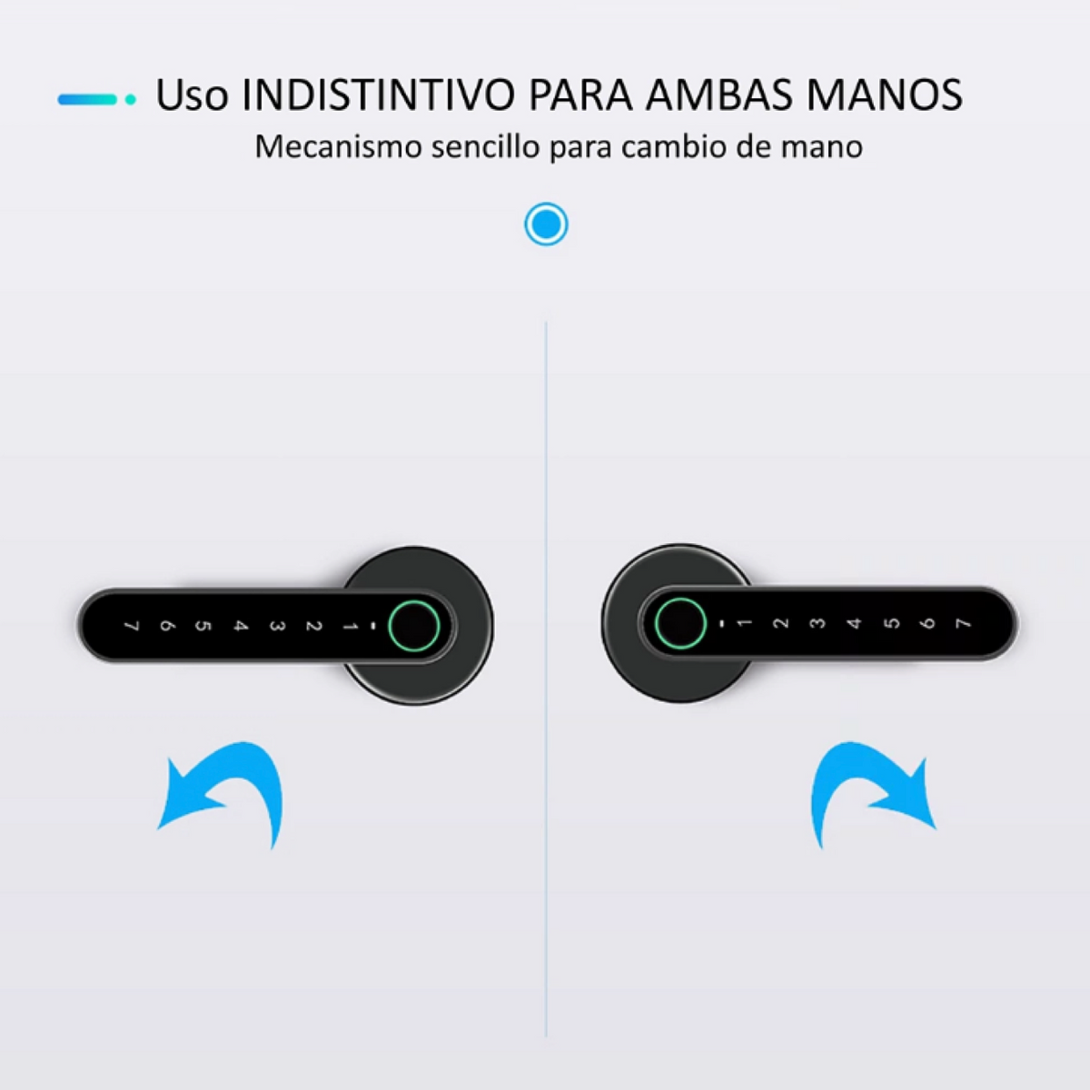Béquille électronique sur rosace ronde finition grise avec empreinte digitale, code PIN et Bluetooth
