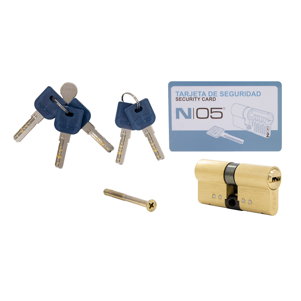 Veiligheidscilinder 30x30 messing met lange baard voor deuren