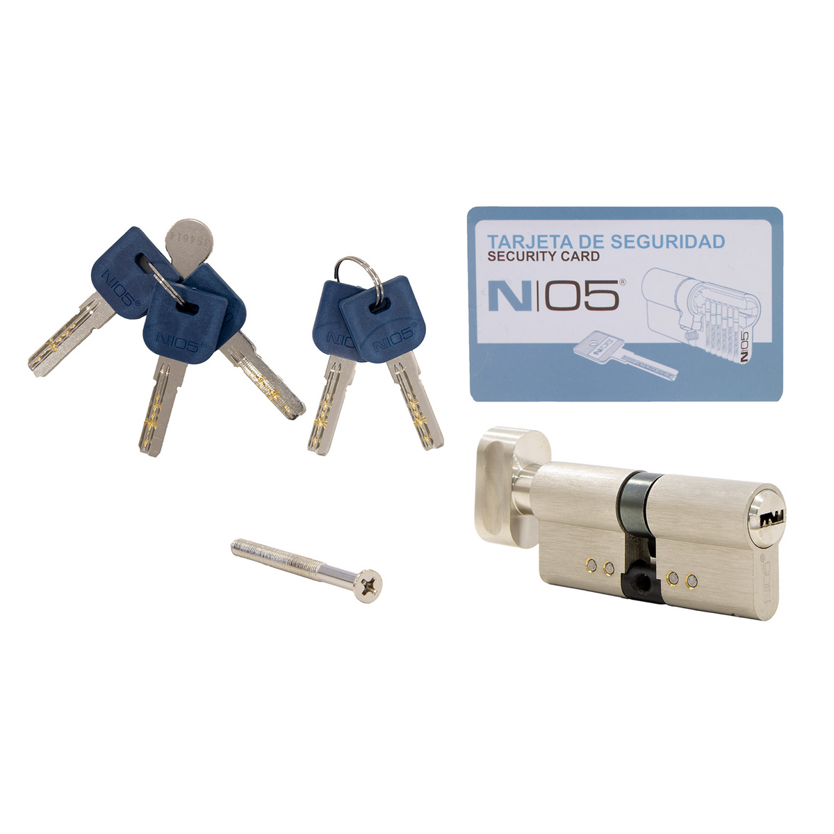 Hoogwaardige vernikkelde veiligheidscilinder 30x30 met knop voor deuren