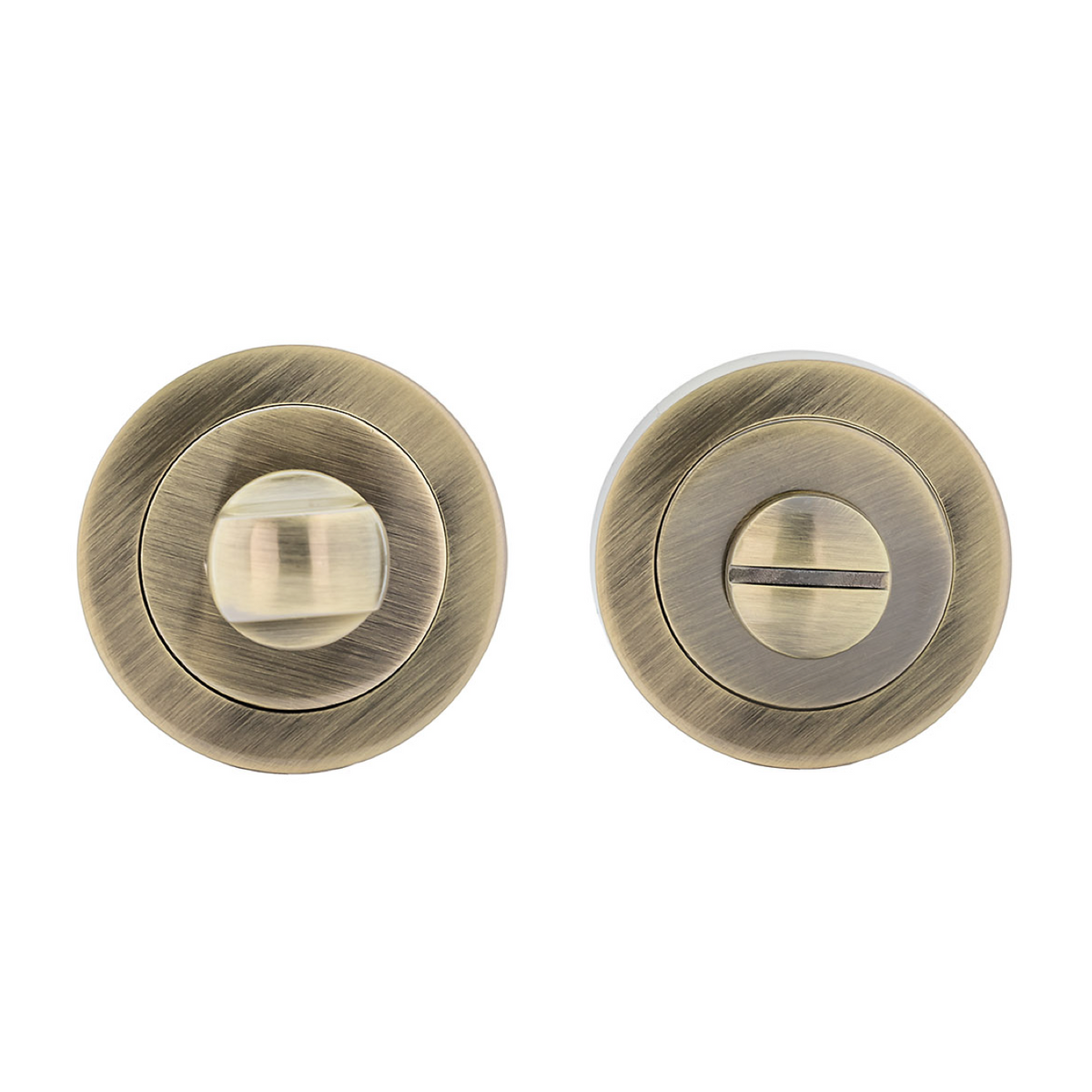 WC-Verriegelung aus Zamak mit runder Rosette 50mm in Lederoptik