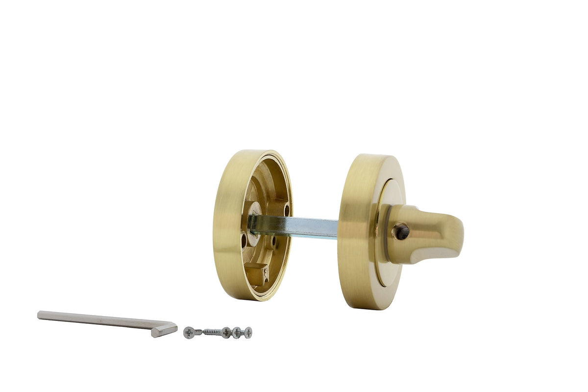 Zamak-vrijzet-bezet-garnituur met ronde rozet van 50 mm in satijngouden afwerking