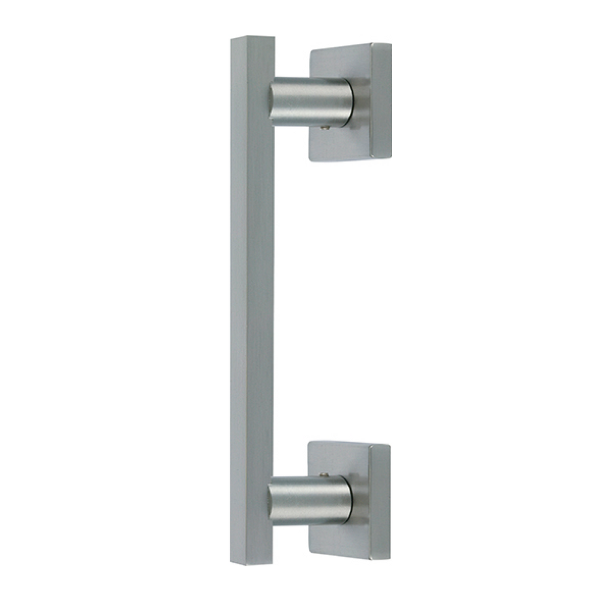 Messing deurklink met vierkante rozet in gesatineerd nikkel finish, model 8004