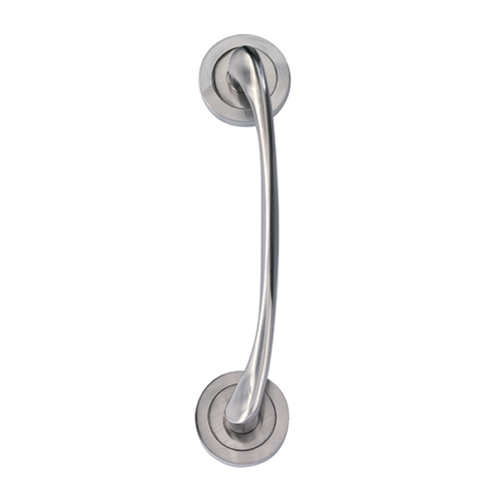 Aluminium deurklink model 554 met ronde rozet in gesatineerd nikkel voor deuren
