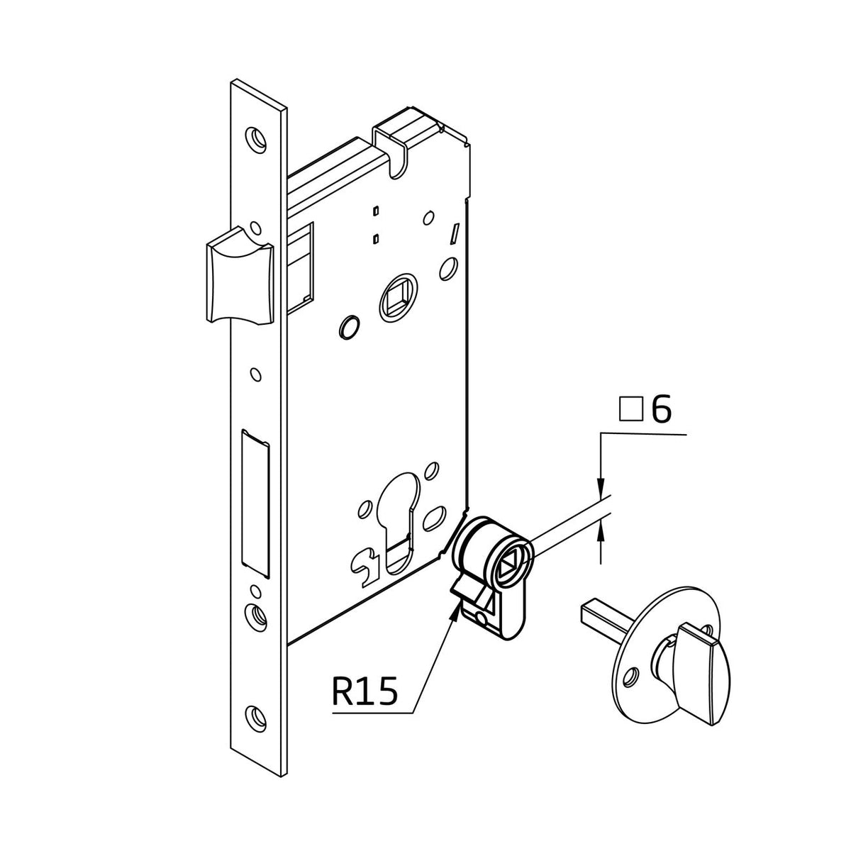 Gegalvaniseerde europrofiel-cilinderadapter voor 6mm-sluiting