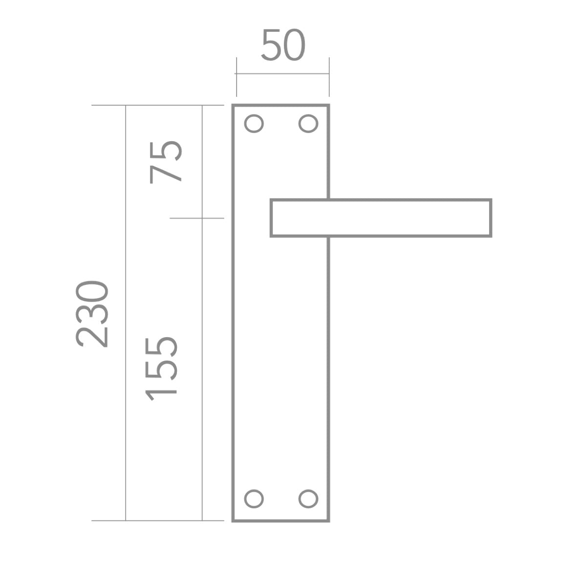 Béquille modèle « 810 » en zamak avec plaque rectangulaire finition noire pour portes
