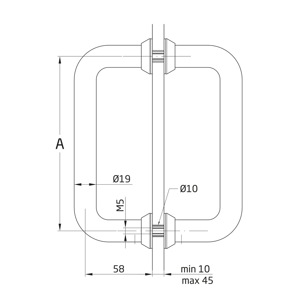 Jeu de poignées en acier inoxydable avec rosace de 30mm et entraxe de 400 pour verre