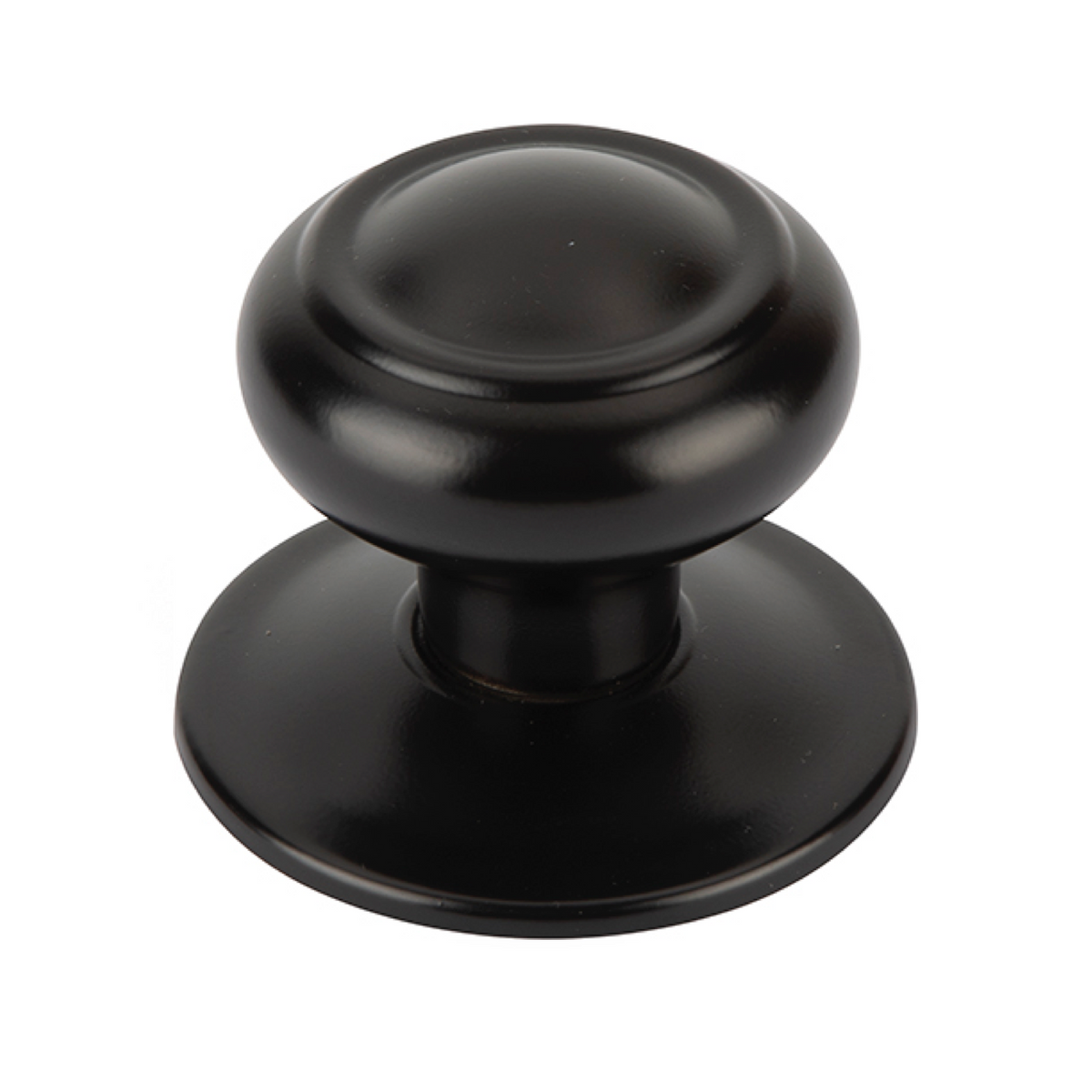 Pomo de forma de seta con aros en acabado negro para puertas de entrada