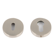 Rozet-sleutelplaatje rond, ovaal en druppelvormig van gesatineerd nikkel, 52 mm, voor deuren