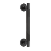 Poignée de tirage moletée en zamak noir mat avec rosace ronde de 52 mm pour portes