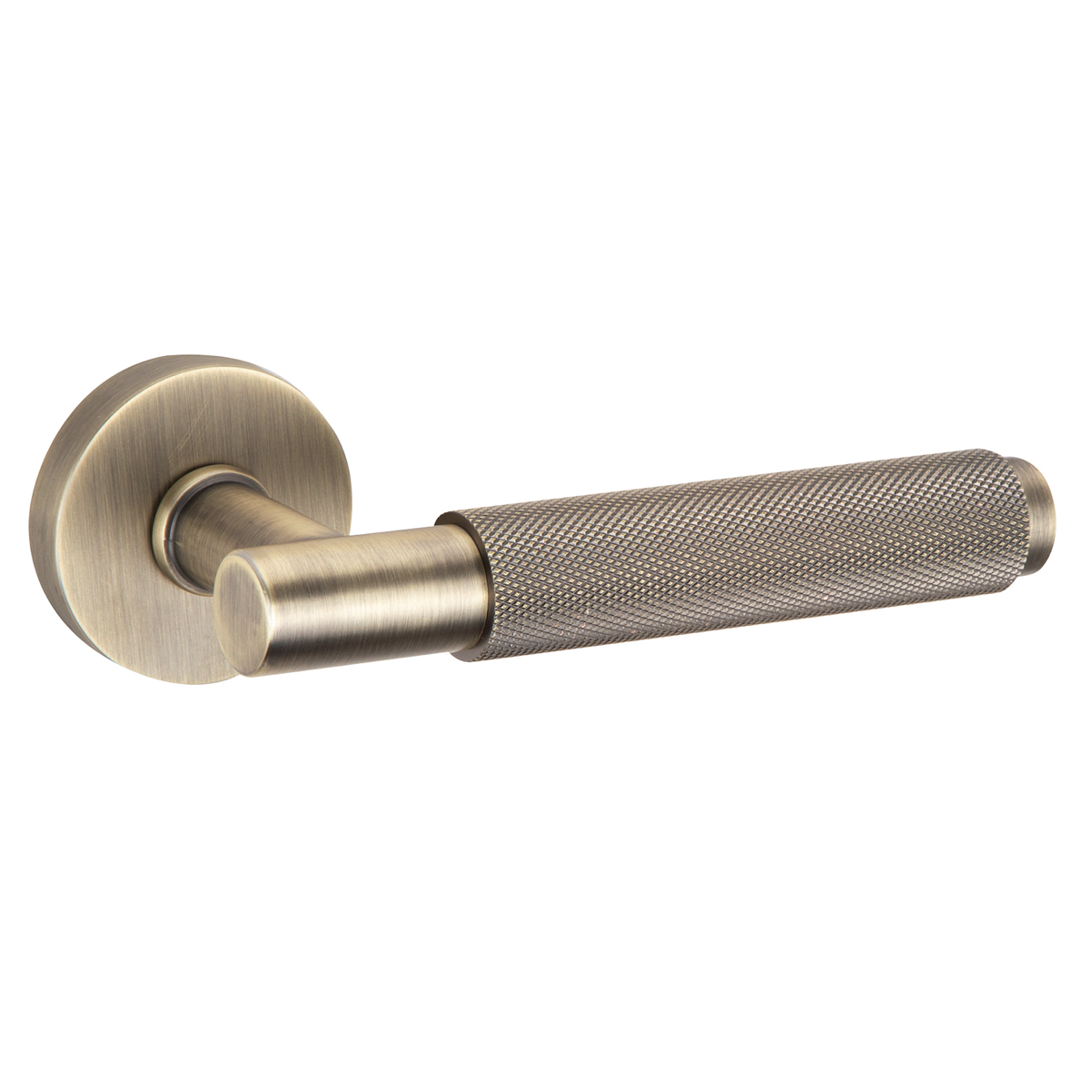 Deurkruk op ronde rozet van Zamak RS-510 leer