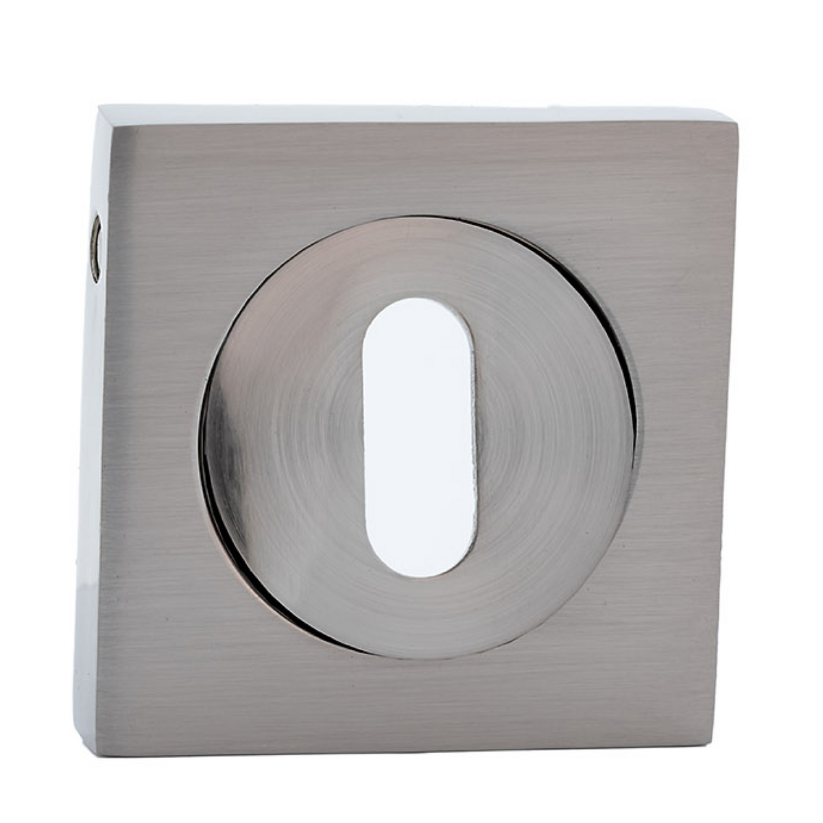 Béquille rosette carrée-ronde avec bouche ovale finition nickel satiné pour portes