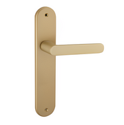 Deurkruk met mat messingkleurig aluminium ovaal schild van 250x48 mm