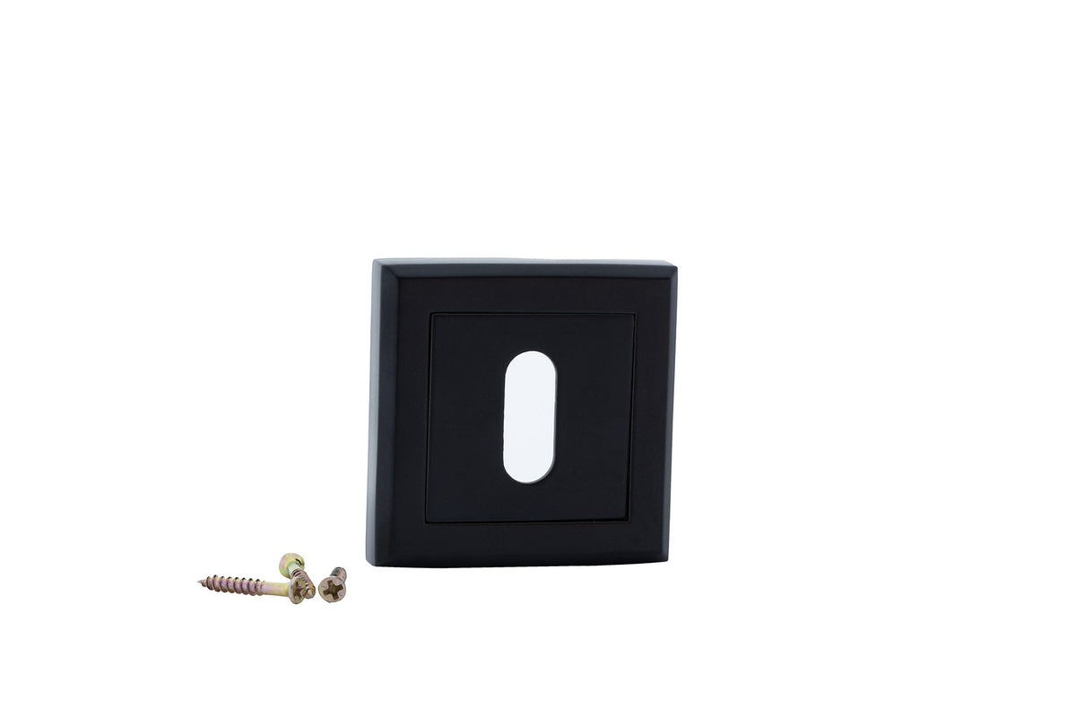 Béquille de porte avec rosace carrée et finition noire