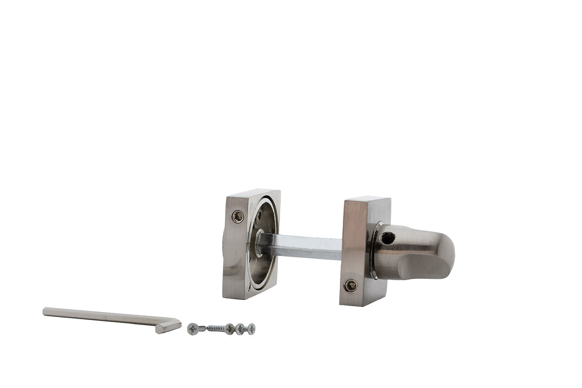 Vierkante rozet voor wc-sluiting van zamak in gesatineerd nikkel finish, 35mm