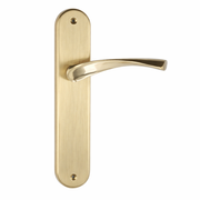 Deurkruk model '136' met ovaal schild van zamak in gesatineerd gouden afwerking