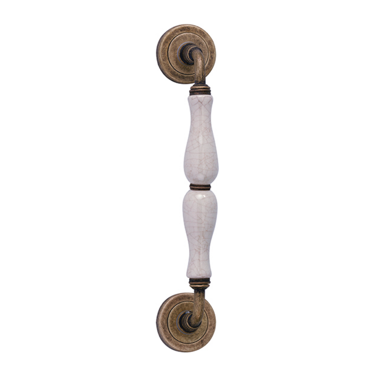 Manillongriff mit runder Porzellan-Rosette und Zamak in Lederoptik Modell 4074