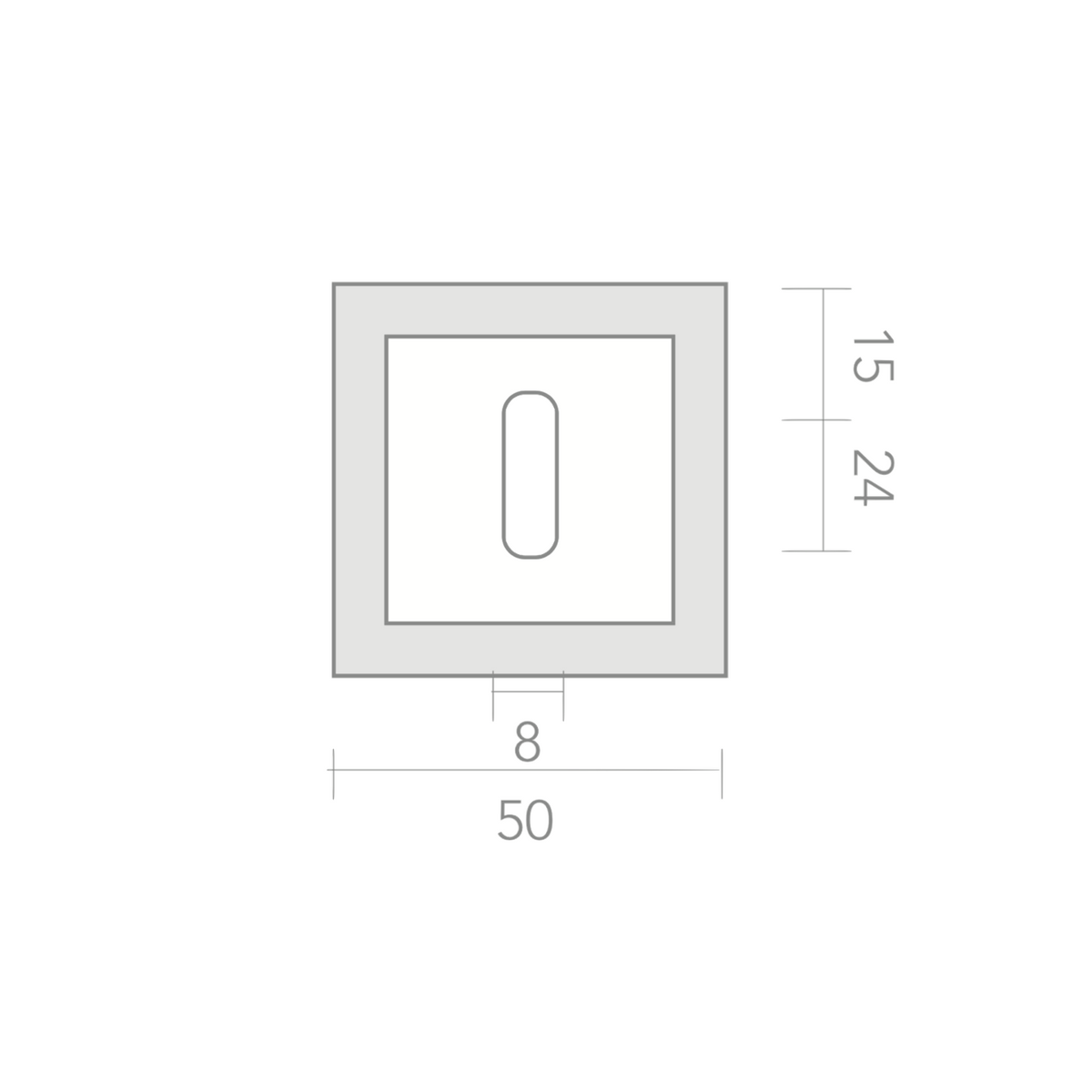 Plaque d'entrée ovale pour clé carré en finition graphite et chrome brillant pour portes