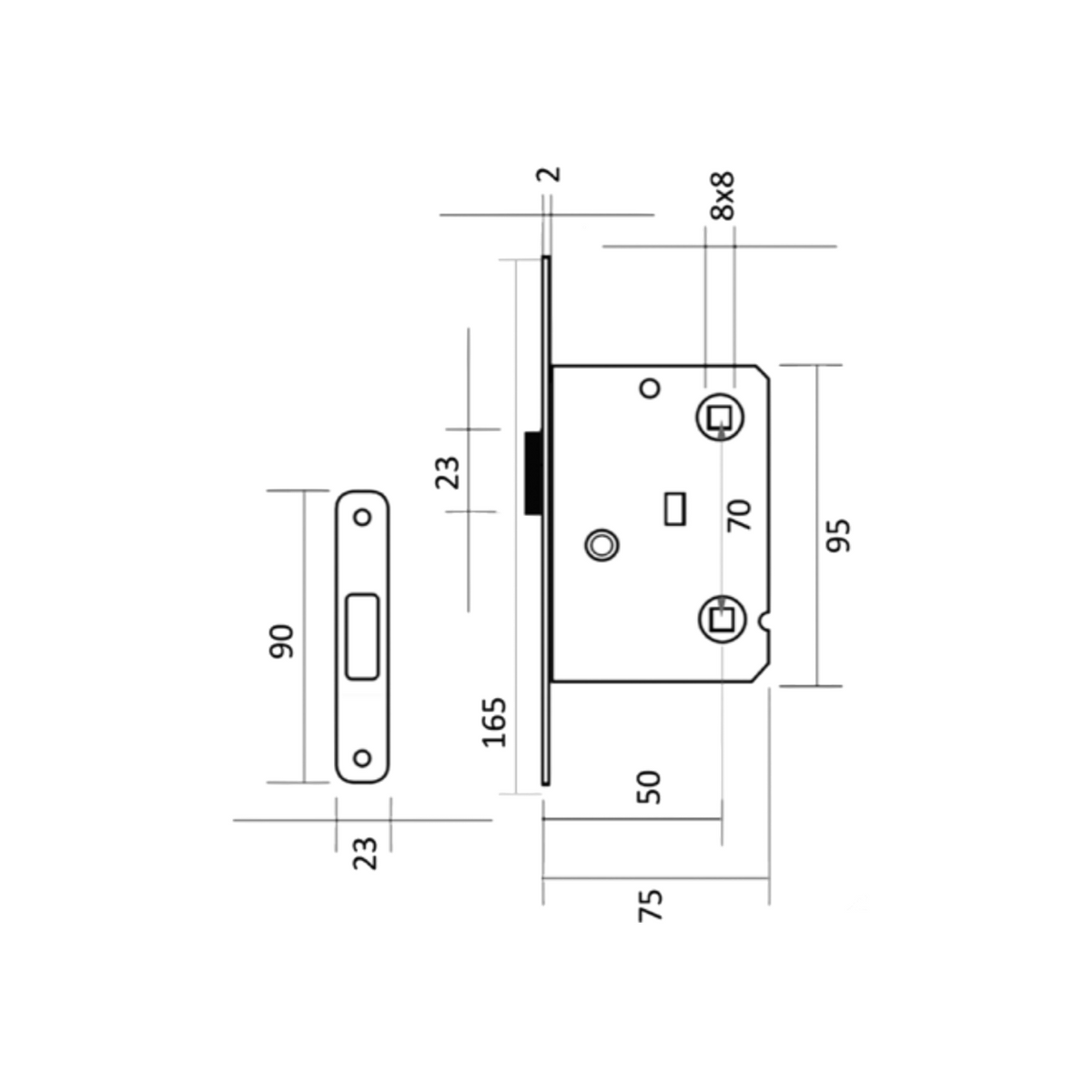 Béquille magnétique avec option de verrouillage entraxe 70 mm nickel satiné