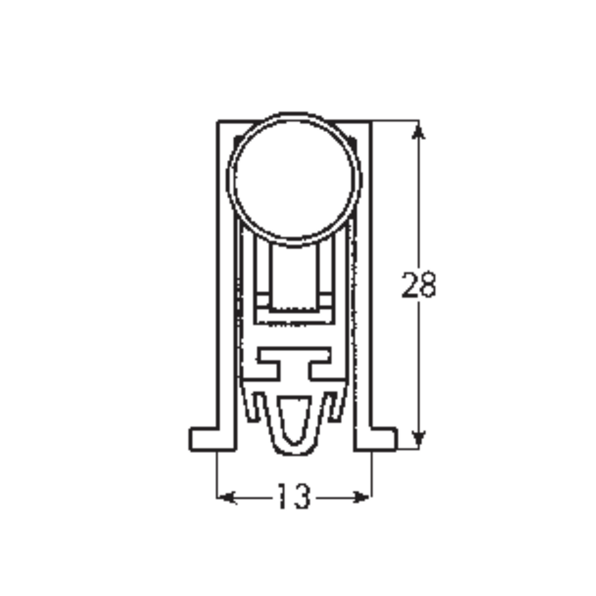 Automatische Einsteck-Bodendichtung 720mm mit elastischem Gummi, Regulierschraube und vernickelter Stahlplatte