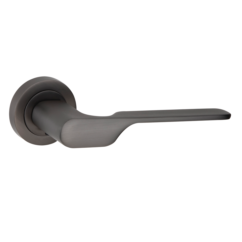 Zamak deurklink model 640 met ronde rozet in grafiet afwerking voor deuren