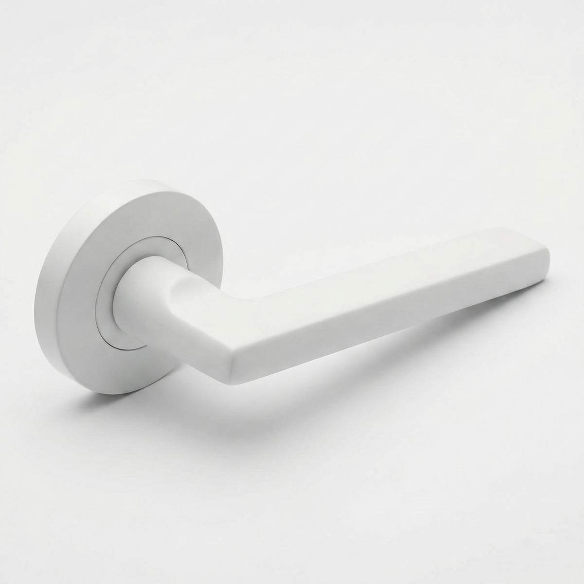 Aluminium deurklink met ronde rozet in witte afwerking voor deuren