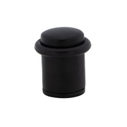 Zwarte cilindrische deurstopper met rubberen stootkussen en 20 mm diameter