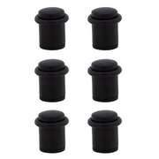 6 zwarte cilindrische deurstop met rubberen demper en 20 mm diameter