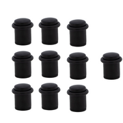 10 zwarte cilindrische deurstopjes met rubberen stootkussentje en 20 mm diameter
