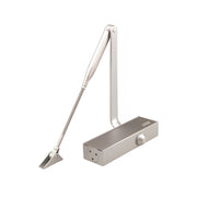 Hydraulische deurdranger van zwart staal met arm voor deuren van 60 kg
